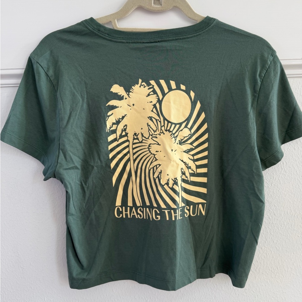 NWT- Victoria Secret PINK- Green Graphic Tee with Gold Print